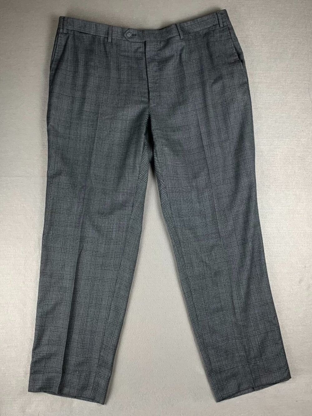 Canali Gray Check Silk Blend Dress Pants Trousers Mens 52R 41x31 Italy
